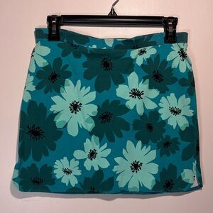 Express- Vintage Floral Green Teal Micro Mini Pull-On Skirt Y2K- Size XS